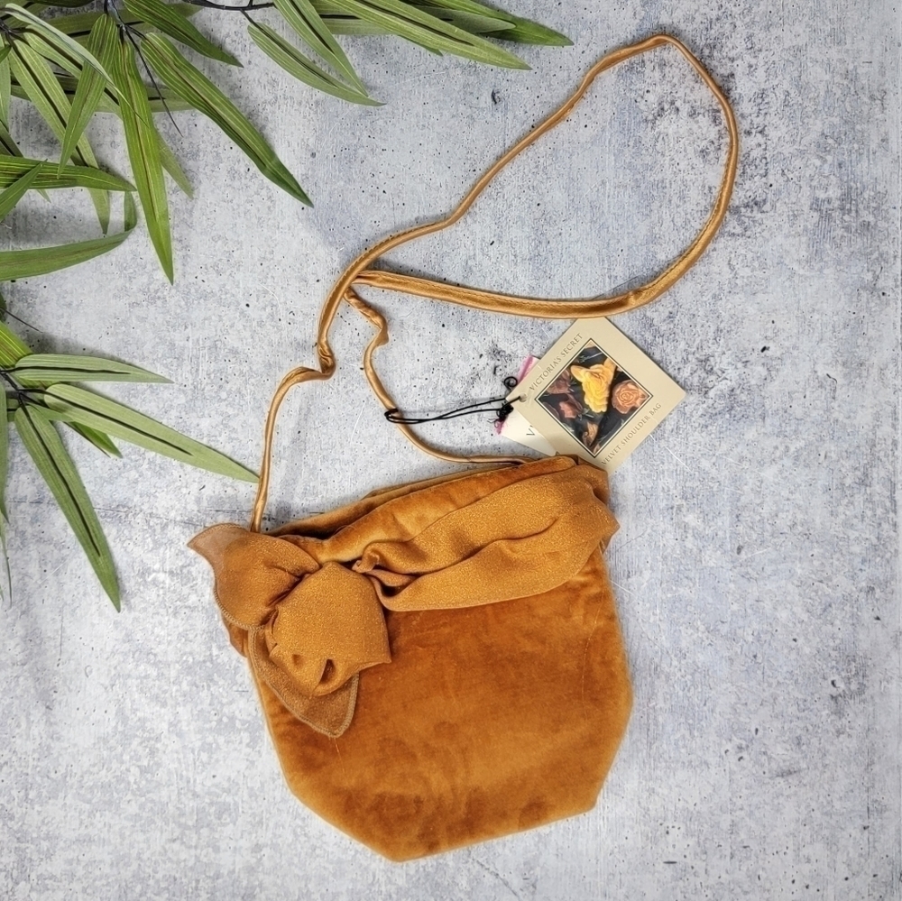 Vintage NWT Victoria's Secret Velvet Golden Tan Shoulder Bag